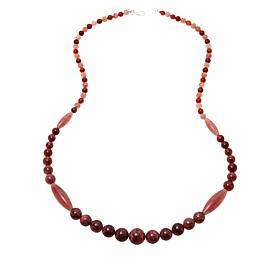 Jay King Sterling Silver Strawberry Quartzite Bead 36" Necklace