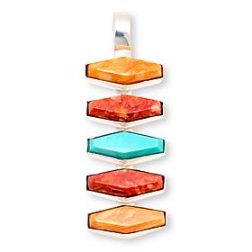 Jay King Sterling Silver Turquoise and Spiny Oyster Shell Pendant