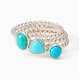 Jay King Sterling Silver Turquoise Stackable 3-Piece Ring Set