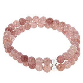 Jay King Strawberry Quartz Bead Two-Strand Stretch Bracelet
