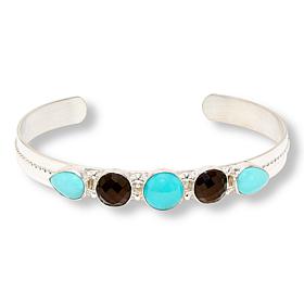 Jay King Turq Campitos Smokey Quartz Sterling Silver Cuff