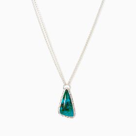 Jay King Turquoise Ceremonial SS Pendant w/ 2 Strand Silver Chain N...