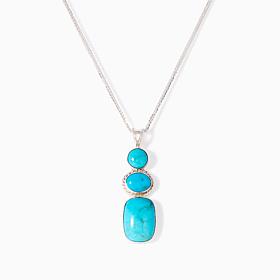 Jay King Turquoise Kingman 3 Stone Pendant with Chain, Sterling