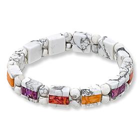 Jay King White Calcite & Multigem Inlay Reversible Stretch Bracelet