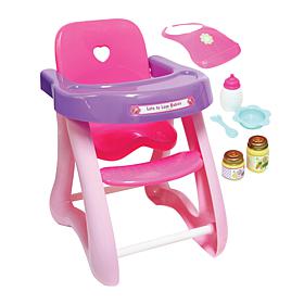 JC Toys For Keeps Playtime! Baby Doll High Chair and Play Accessories