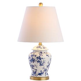 JONATHAN Y Blue and White Penelope 22" Chinoiserie LED Table Lamp 