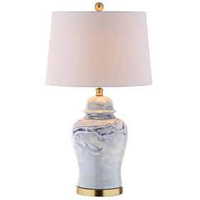 JONATHAN Y Blue and White Wallace 26" Ceramic LED Table Lamp