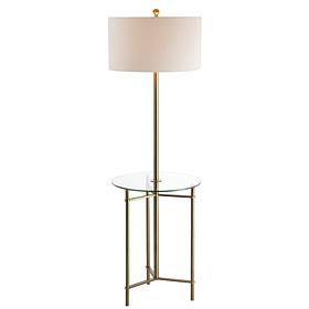 JONATHAN Y Brass Charles 59" Metal Glass LED Side Table and Floor Lamp