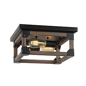 Jonathan Y Brown/Black Cheshire 13" 2Light Iron Rustic LED Flush Mount