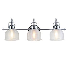 JONATHAN Y Chrome Virginia 25.25" 3-light Metal Glass LED Vanity Light