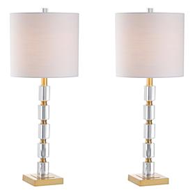 JONATHAN Y Clear and Brass Claire 28.5" Crystal Set of 2 Table Lamps