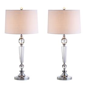 JONATHAN Y Clear Emma 29.5" Crystal LED Set of 2 Table Lamp