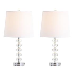 JONATHAN Y Clear Kevin 22" Glass and Metal LED Set of 2 Table Lamp