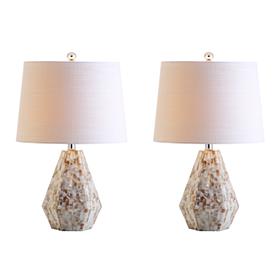 JONATHAN Y Natural Ivory Isabella 21" Seashell Set of 2 Table Lamps