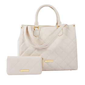 Joy First Class Luxury Leather Quilted Handbag & Clutch Wallet