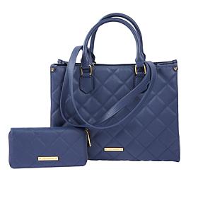 Joy First Class Luxury Leather Quilted Handbag & Clutch Wallet