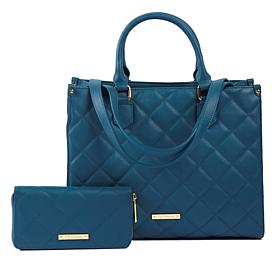 Joy First Class Luxury Leather Quilted Handbag & Clutch Wallet