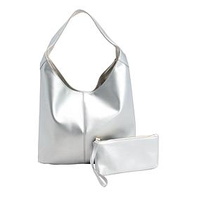 Joy Metallic Leather Hobo Slouch Bag with Wristlet