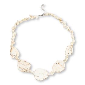 KALIFANO 21" Blue Howlite Beaded Station Cleopatra Necklace