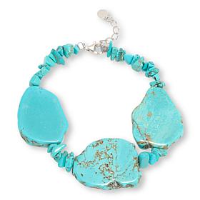 KALIFANO Blue Howlite Beaded Station 7-1/2" Cleopatra Bracelet