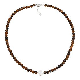 KALIFANO Tiger's Eye Bead Necklace with Mother-of-Pearl Accent