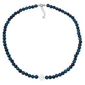 KALIFANO Tiger's Eye Bead Necklace with Mother-of-Pearl Accent