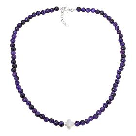 KALIFANO Tiger's Eye Bead Necklace with Mother-of-Pearl Accent