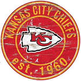 Kansas City Chiefs Round Distressed Sign