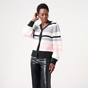KAP by Kaphill Striped Puff Sleeve Cardigan