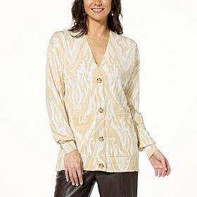 kathy ireland® Fashion 360 Maxima Printed Ikat Cardigan
