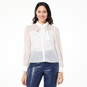 kathy ireland® Fashion 360 Paris Night Lace Blouse with Camisole
