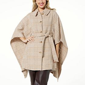 kathy ireland® Fashion 360 Swiss Chateau Faux Wool Belted Poncho