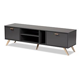 Kelson Dark Grey and Gold Finished Wood TV Stand