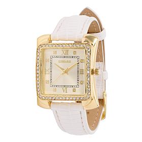 Kessaris Embossed Strap Square Case Crystal Watch