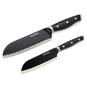 Kitchen HQ 2-piece Wavy Edge Nonstick Santoku Knife Set