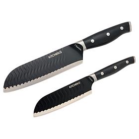 Kitchen HQ 2-piece Wavy Edge Nonstick Santoku Knife Set