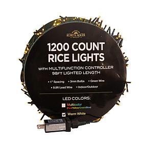 Kurt Adler 1200-Light 98' Warm White LED Rice Light Set