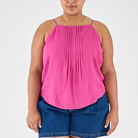 La Joie Woven Crinkled Georgette Pintucked Cami