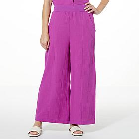 Lacey Chabert Crinkle Wide-Leg Pant