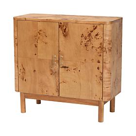 Latika Modern Burl Wood Storage Cabinet 31.5" W x 13.8" D x 29.9" H