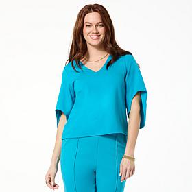 LB70 by Lloyd Boston Sculpted V-Neck Cape Blouse