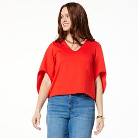 LB70 by Lloyd Boston Sculpted V-Neck Cape Blouse