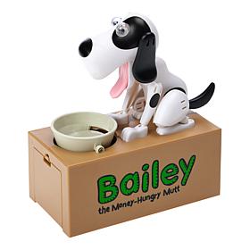 Leading Edge Bailey Battery Operated Toy Coin Bank - Black/White Dog