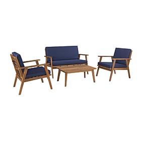 Linon Jiles Outdoor 4-piece Chat Set with Seat Cushions