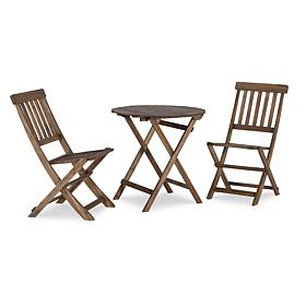 Linon Trent 3-Piece Indoor/Outdoor Teak Café Set