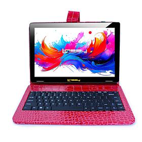 LINSAY 10.1" Octa Core 256GB Tablet with Brown Croco Keyboard