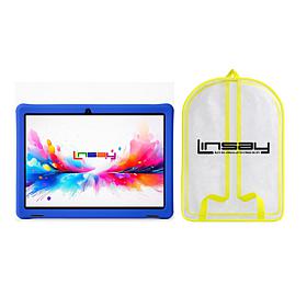 LINSAY 10.1" Octa Core 256GB Tablet with Yellow Kids Case and Backpack