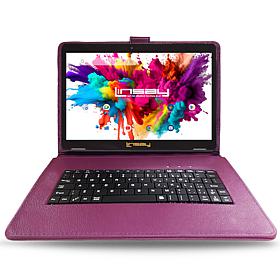 LINSAY 10.1"Octa Core 128GB Tablet Bundle with Purple Style Keyboard