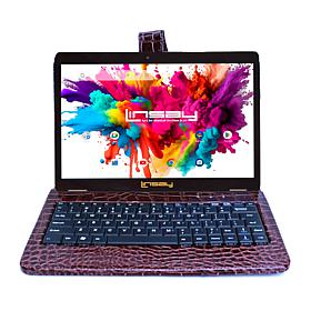 LINSAY 10.1"Octa Core 128GB Tablet Bundle with White Croco Keyboard