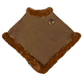 Littlearth NHL Chicago Blackhawks Fur Trim Poncho